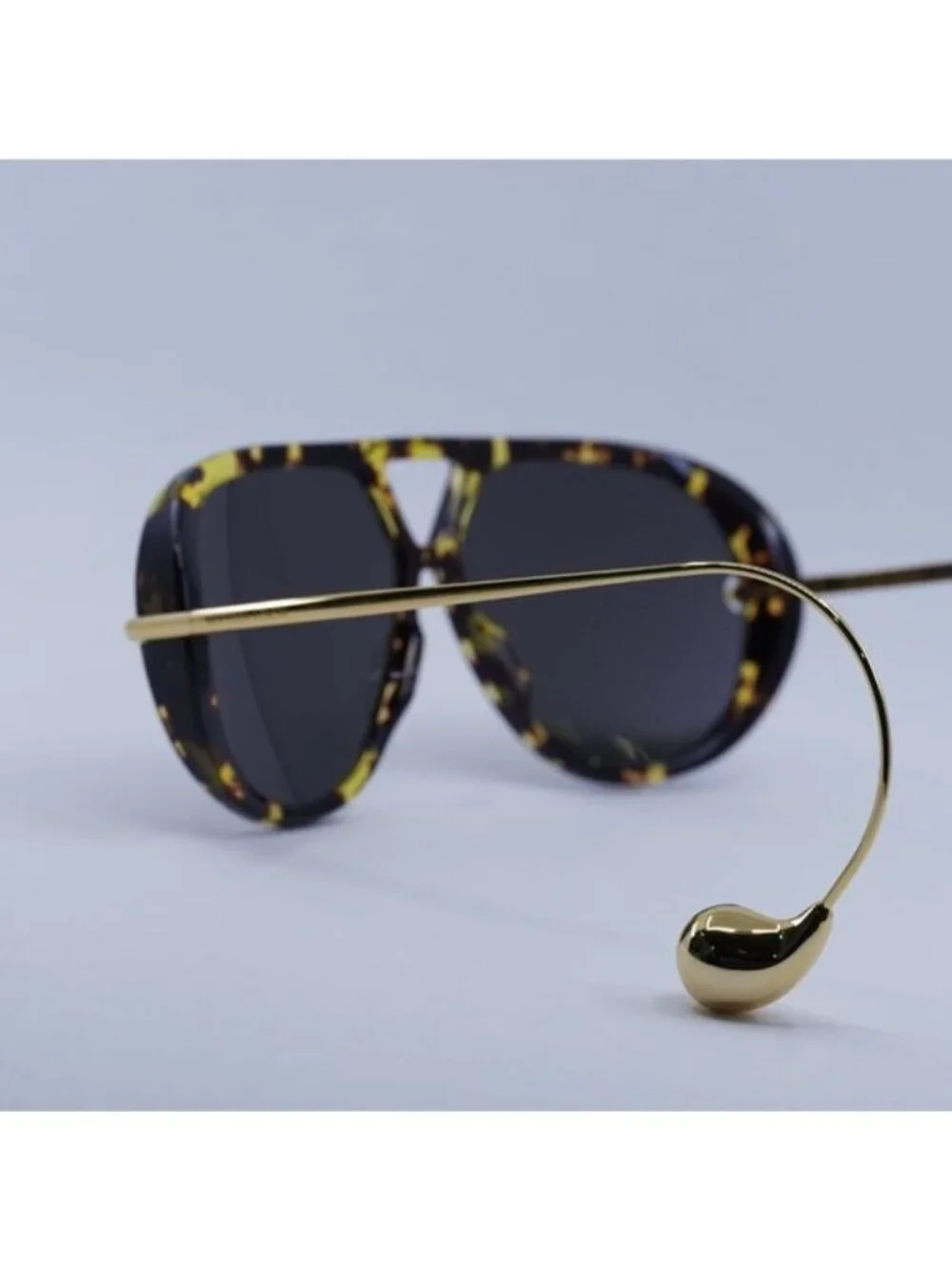 Bottega Veneta BV1273S 005 Geometric Sunglasses - Havana Gold/Grey
